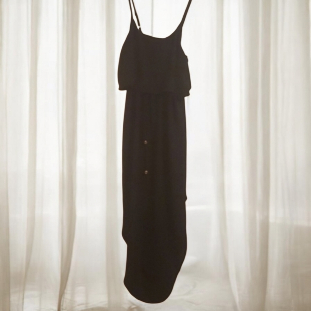 Nerlerolian medium sleeveless summer dress black comfy Crepe Feel